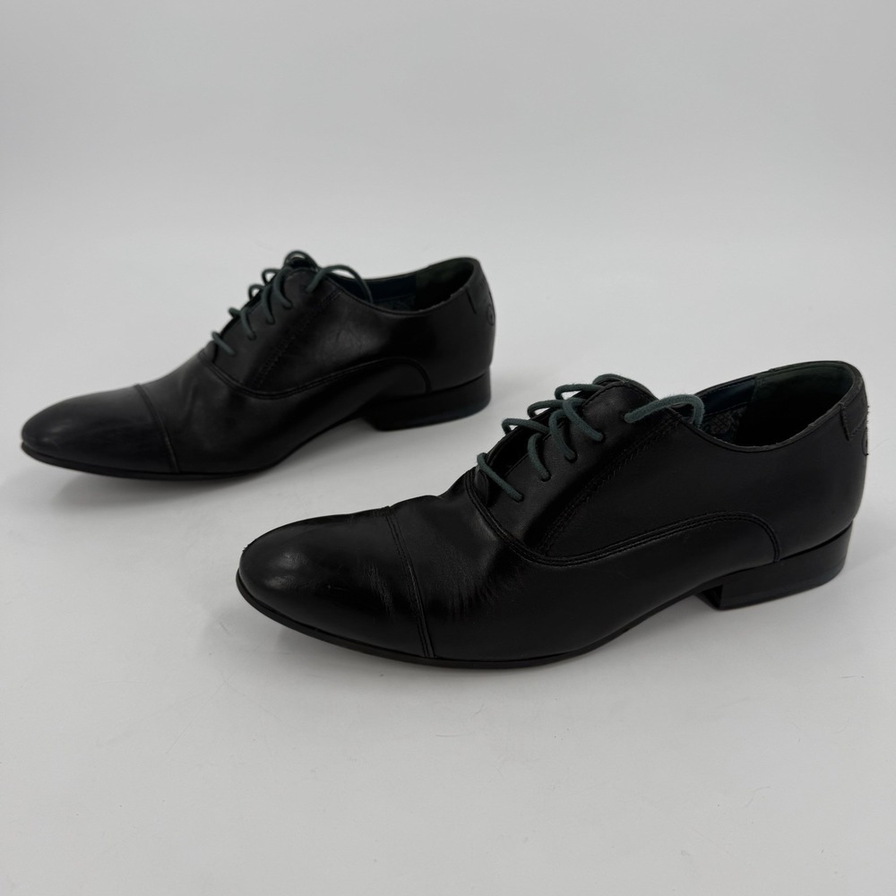 Ted Baker Danyll Men's US 8 Black Leather Cap Toe Oxford Dress Shoes Lace Up